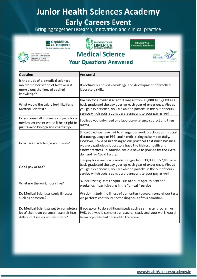 Health Sciences Academy Q&A - Medical Science