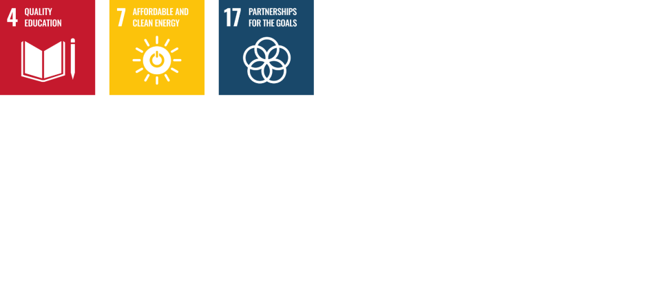 Logos for SDG 4, SDG 7 and SDG 17