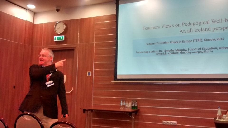 Dr Timothy Murphy, Lecturer in Educational Research and Policy, presenting at the Teacher Education Policy (TEPE) Conference 2019, Krackow, Poland.