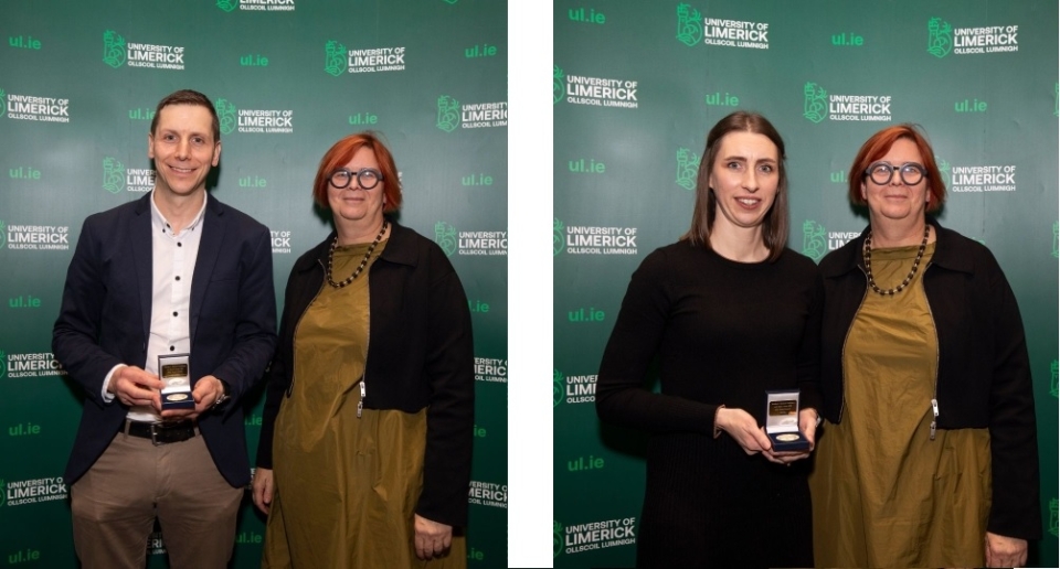 Picture shows two award winners receiving their prizes