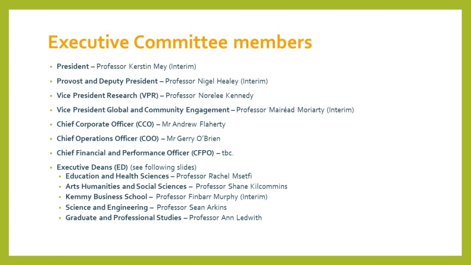 Executive Committee Organisation