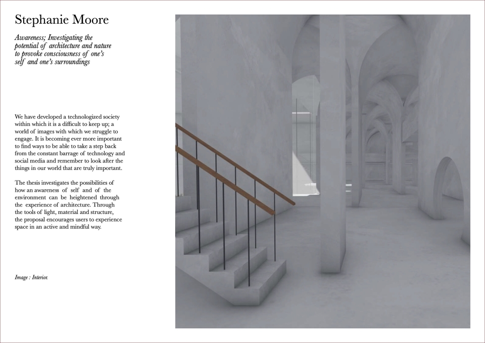  Interior perspective by Máire McGovern of one of her living spaces and its relationship to the exterior public spaces.